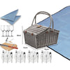 4 Person Picnic Basket Baskets Set Outdoor Blanket Wicker Deluxe Folding Handle Deals499