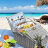 4 Person Picnic Basket Baskets Set Outdoor Blanket Wicker Deluxe Folding Handle Deals499
