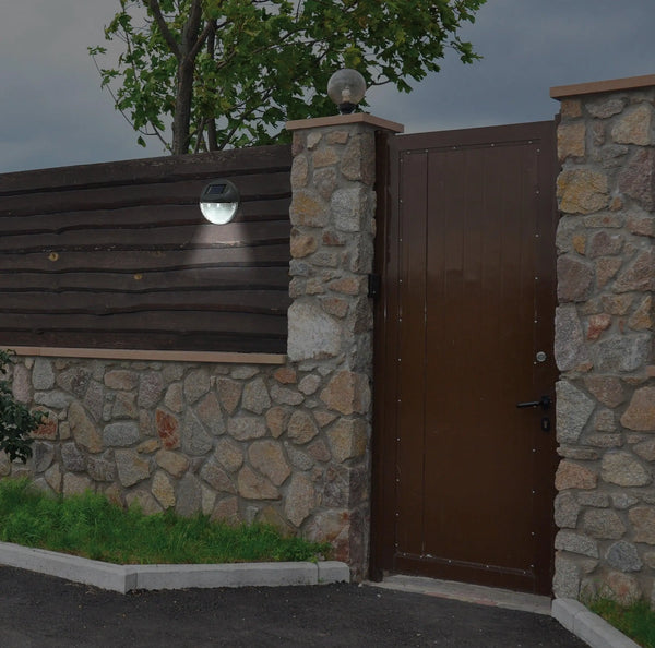 4 X Fence Lights Round Solar Powered LED Waterproof Outdoor Garden Wall Pathway Black Pack Deals499