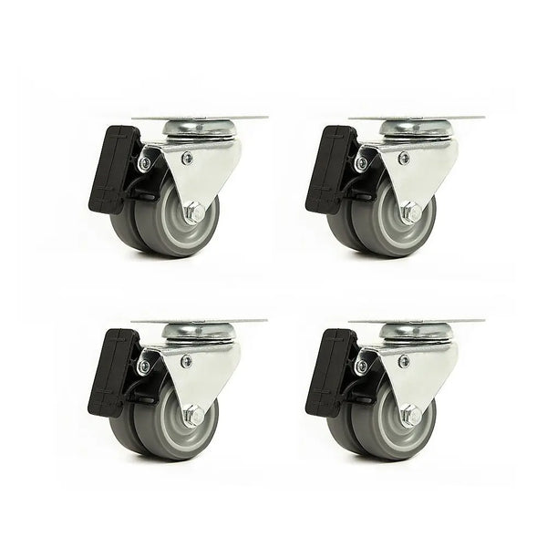 4 x 2" Heavy Duty Swivel Double Wide Castor Wheels Trolley 50mm Furniture Rubber With Brake Deals499
