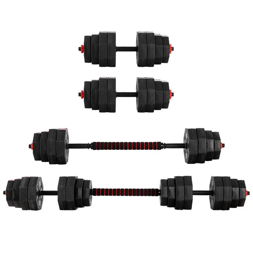 40KG 2-in-1 Dumbbell Barbell Set Adjustable Dumbbells Weights Home Gym Fitness Deals499