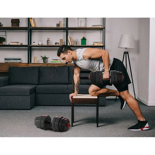 40KG 2-in-1 Dumbbell Barbell Set Adjustable Dumbbells Weights Home Gym Fitness Deals499