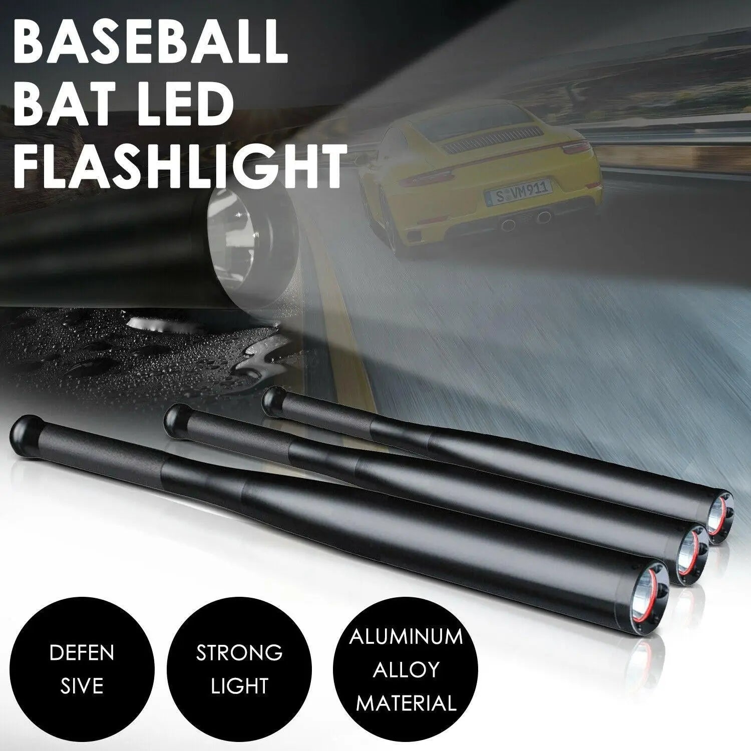 41cm Baseball Bat LED Flashlight Bright Baton Torch Emergency Security Tool Deals499