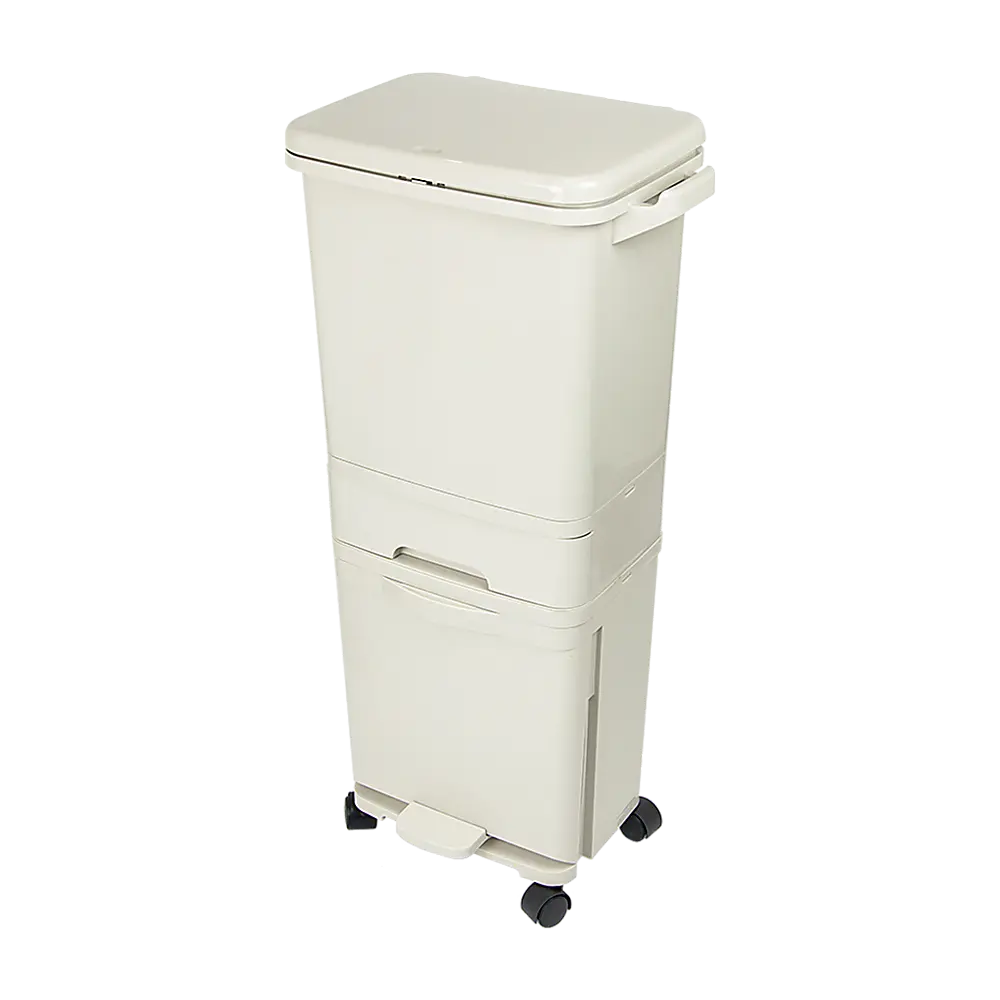 42L Rubbish Bin Waste Trash Can Pedal Recycling Kitchen Wheel 2 Compartment Deals499