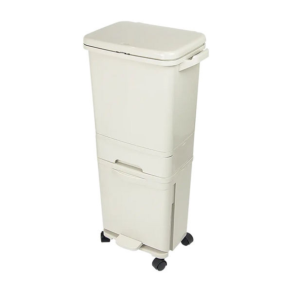 42L Rubbish Bin Waste Trash Can Pedal Recycling Kitchen Wheel 2 Compartment Deals499