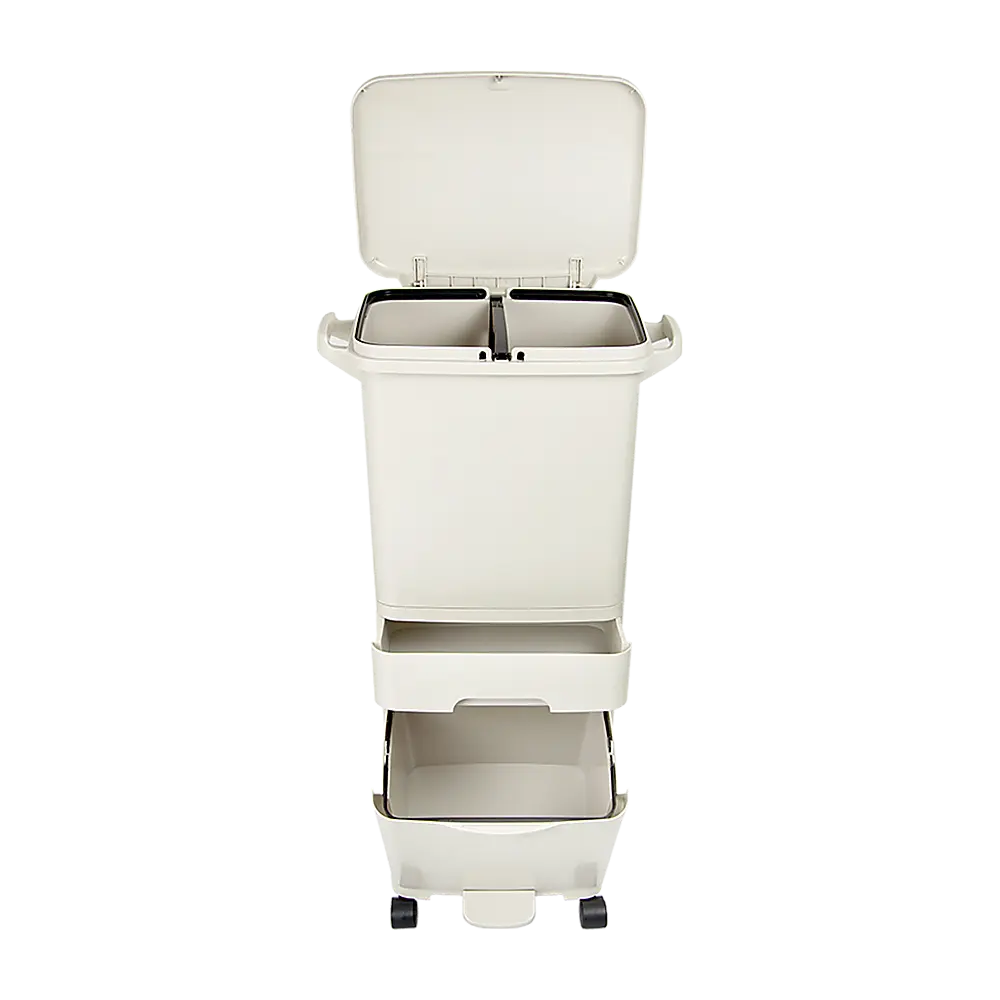 42L Rubbish Bin Waste Trash Can Pedal Recycling Kitchen Wheel 2 Compartment Deals499