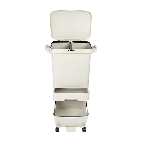 42L Rubbish Bin Waste Trash Can Pedal Recycling Kitchen Wheel 2 Compartment Deals499
