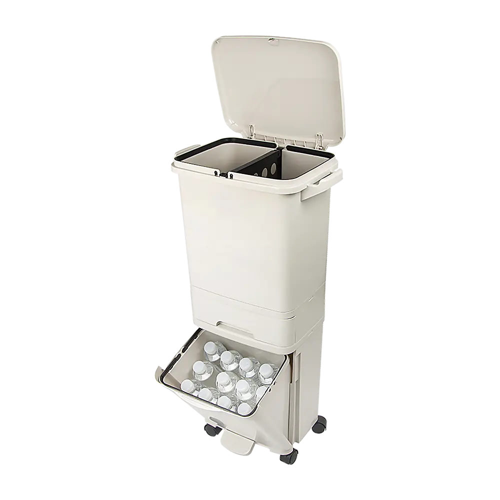 42L Rubbish Bin Waste Trash Can Pedal Recycling Kitchen Wheel 2 Compartment Deals499