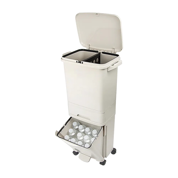 42L Rubbish Bin Waste Trash Can Pedal Recycling Kitchen Wheel 2 Compartment Deals499