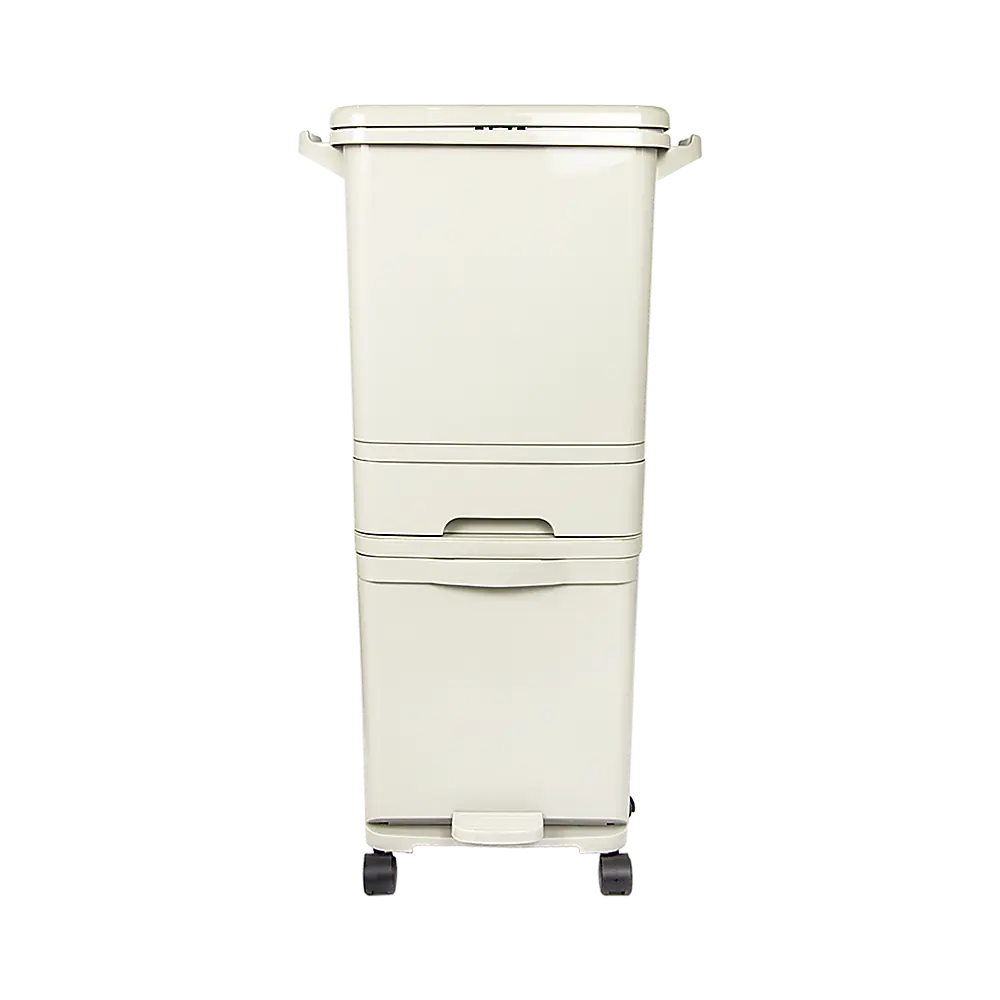 42L Rubbish Bin Waste Trash Can Pedal Recycling Kitchen Wheel 2 Compartment Deals499