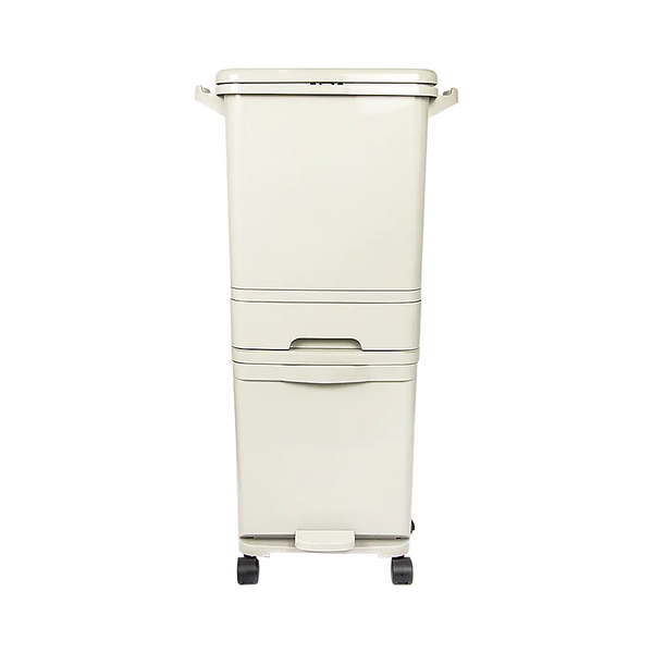 42L Rubbish Bin Waste Trash Can Pedal Recycling Kitchen Wheel 2 Compartment Deals499