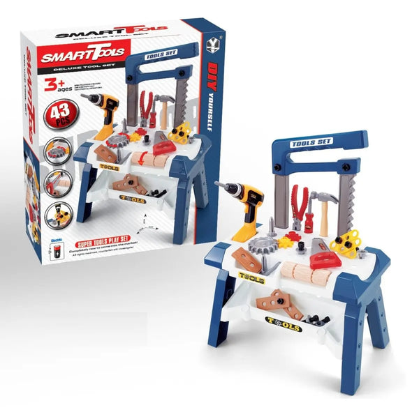43pcs Smart DIY Toy Power Workbench, Kids Power Tool Bench Construction Set with Tools and Electric Drill Deals499