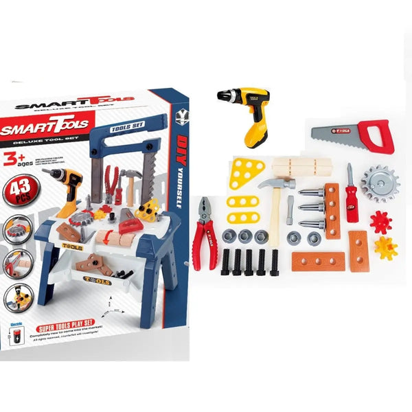 43pcs Smart DIY Toy Power Workbench, Kids Power Tool Bench Construction Set with Tools and Electric Drill Deals499