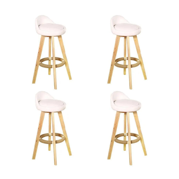 4x Levede Leather Swivel Bar Stool Kitchen Stool Dining Chair Barstools Cream Deals499