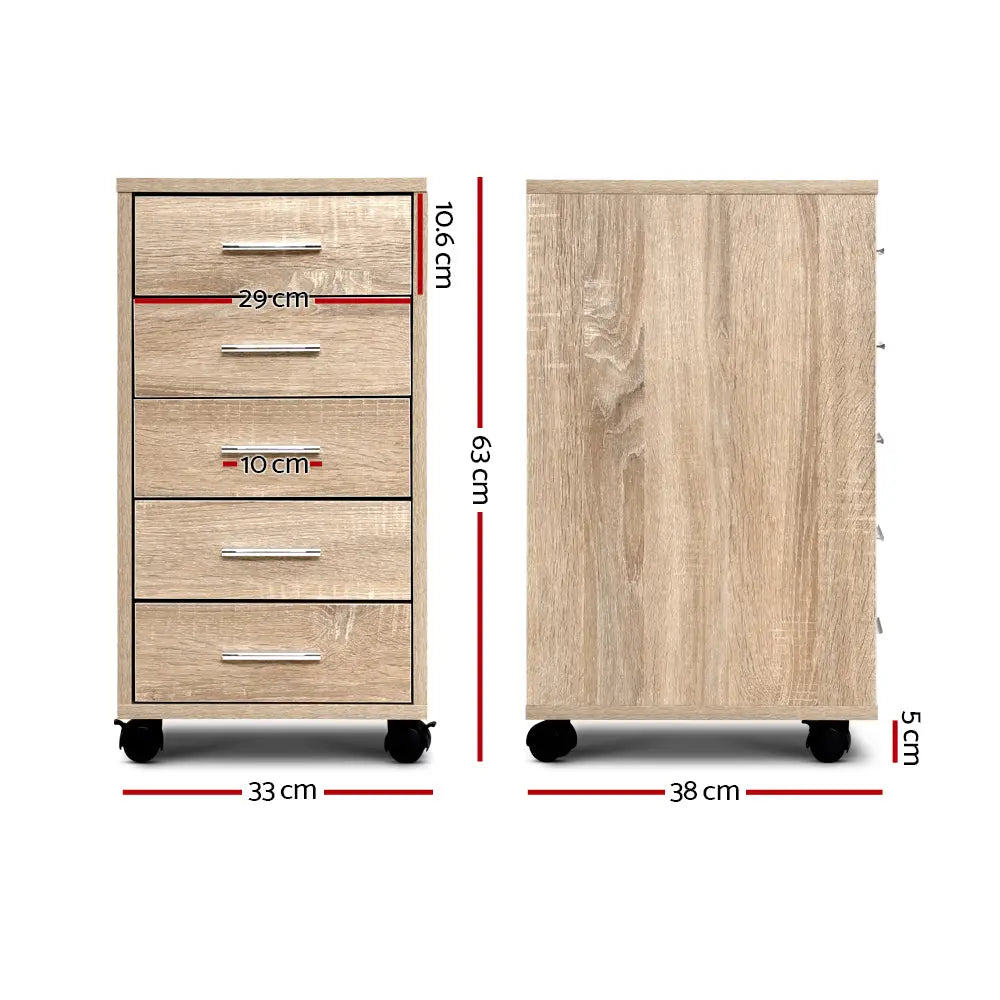 5 Drawer Filing Cabinet Storage Drawers Wood Study Office School File Cupboard Deals499