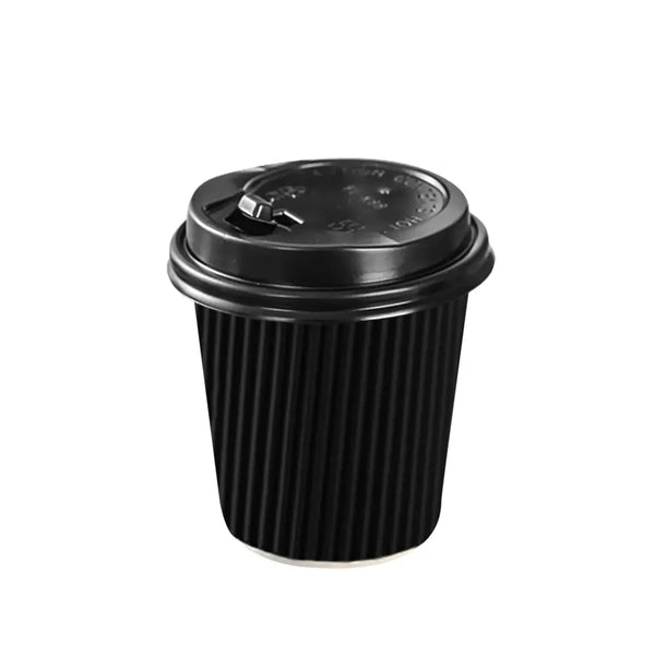 50 Pcs 8oz Disposable Takeaway Coffee Paper Cups Triple Wall Take Away w Lids Deals499