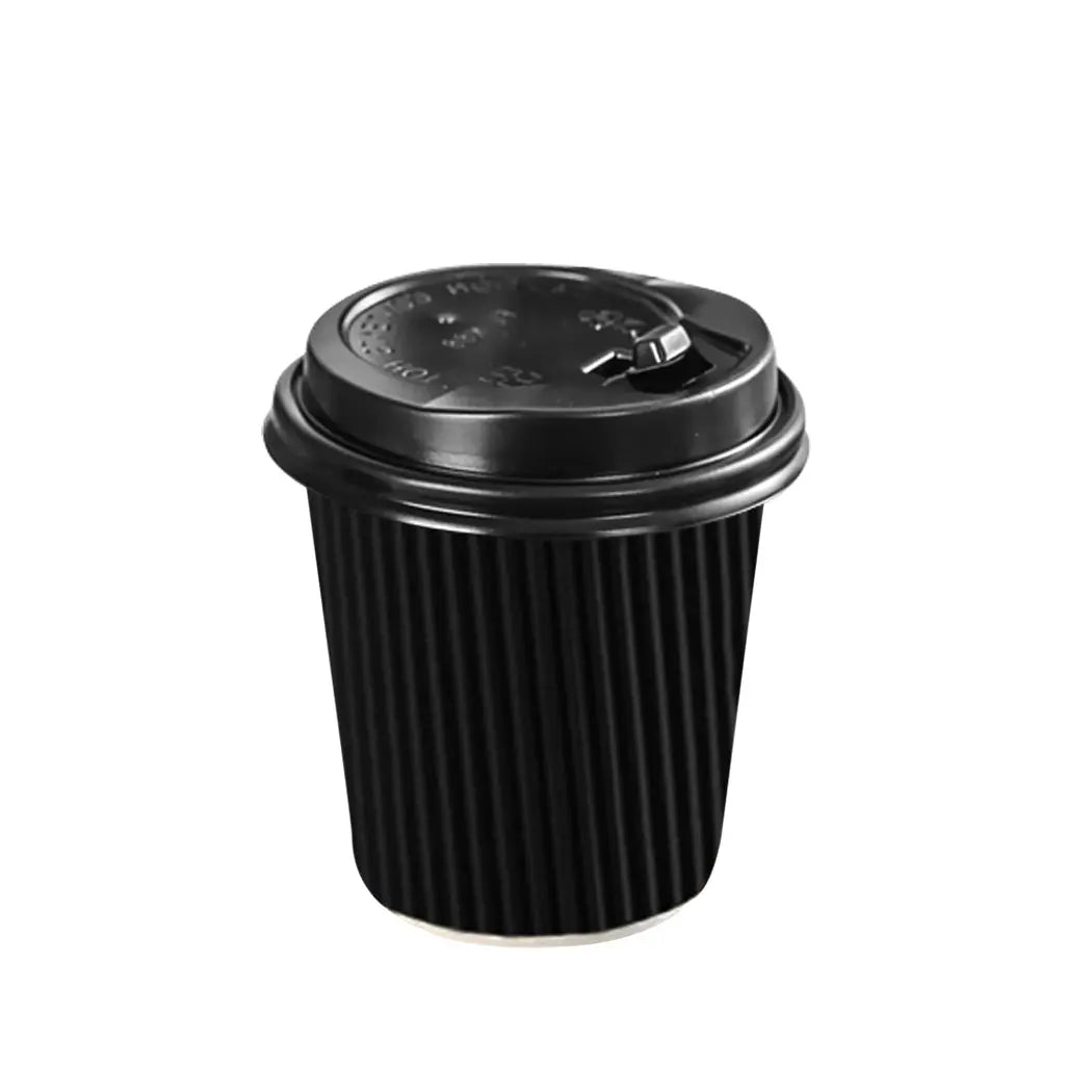 50 Pcs 8oz Disposable Takeaway Coffee Paper Cups Triple Wall Take Away w Lids Deals499