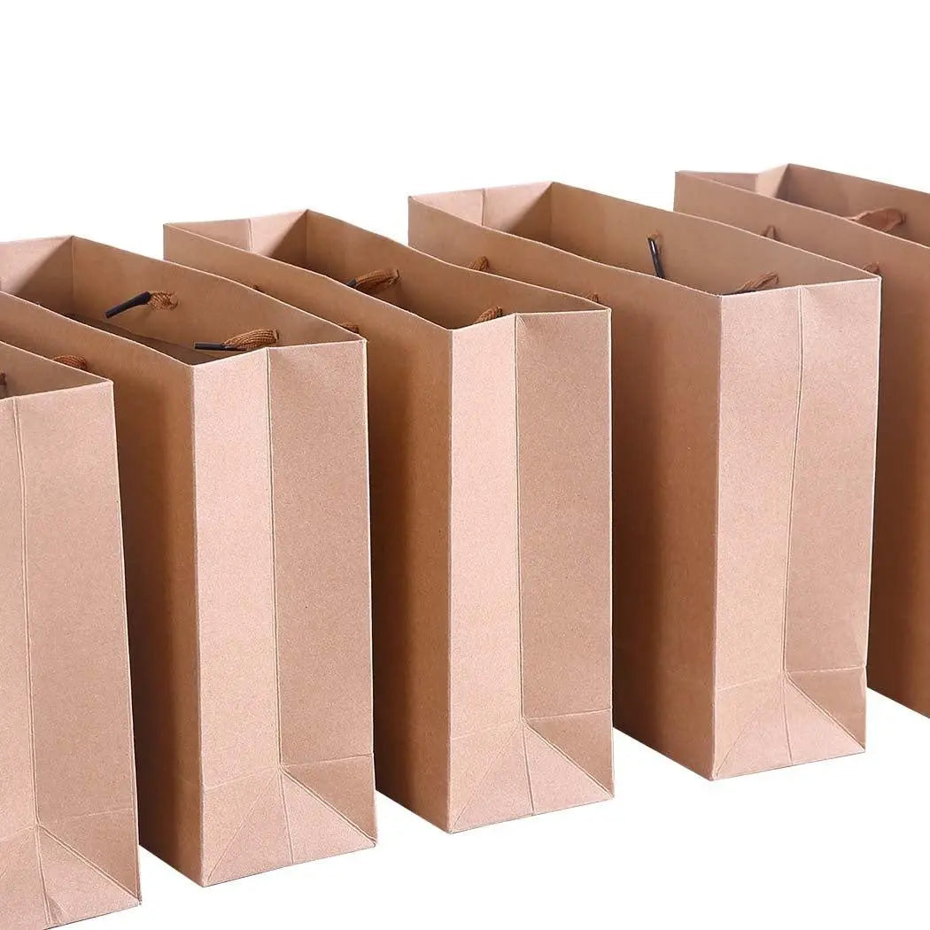 50x Brown Paper Bag Kraft Eco Recyclable Gift Carry Shopping Retail Bags Handles Deals499