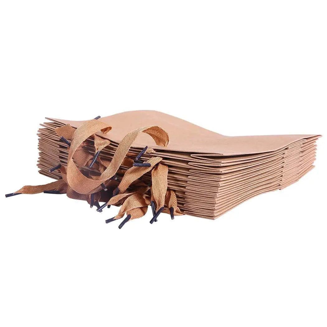 50x Brown Paper Bag Kraft Eco Recyclable Gift Carry Shopping Retail Bags Handles Deals499