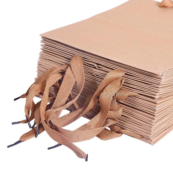 50x Brown Paper Bag Kraft Eco Recyclable Gift Carry Shopping Retail Bags Handles Deals499