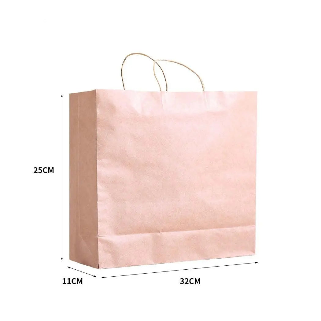 50x Brown Paper Bag Kraft Eco Recyclable Gift Carry Shopping Retail Bags Handles Deals499