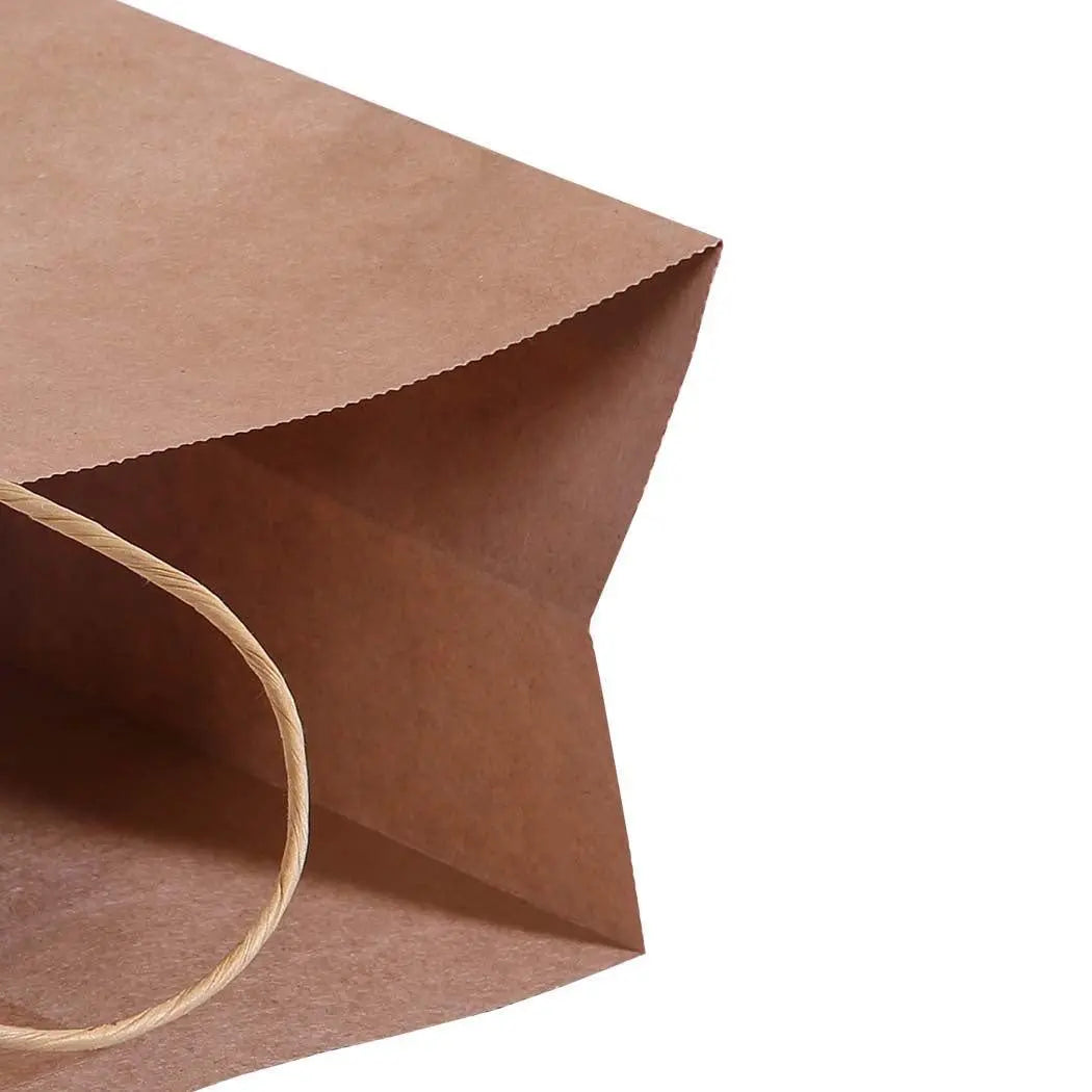 50x Brown Paper Bag Kraft Eco Recyclable Gift Carry Shopping Retail Bags Handles Deals499