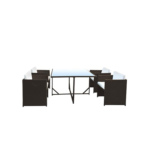 5 Piece Outdoor Dining Table Set Rattan Table Chairs Garden Amethyst Hera