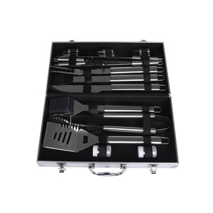 18Pcs Stainless Steel BBQ Tool Set Outdoor Barbecue Utensil Aluminium Grill Cook Deals499