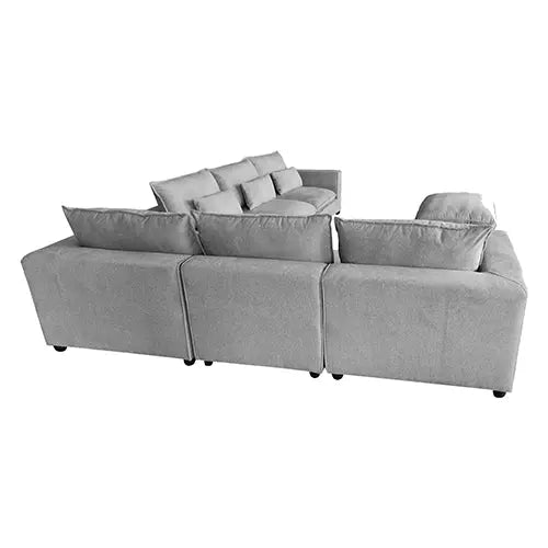 6 Seater Cloud Sectional Sofa in Belfast Fabric Grey Living Room Couch with Ottoman Deals499