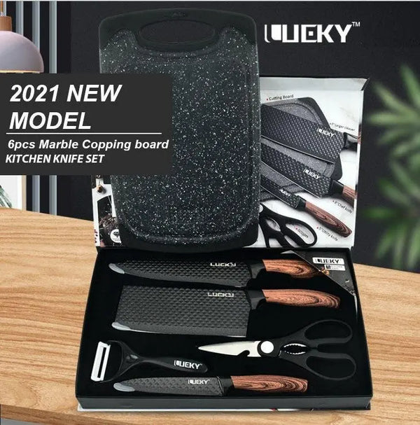 6 pieces Kitchen Knife Set Everich Chef Knives Stainless Steel Nonstick Scissor Cutting Board Deals499