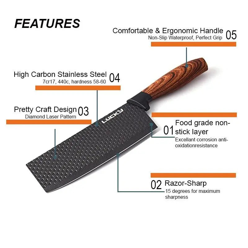 6 pieces Kitchen Knife Set Everich Chef Knives Stainless Steel Nonstick Scissor Cutting Board Deals499