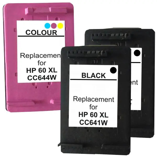 60XL Remanufactured  Inkjet Cartridge Set #2  3 Cartridges HP