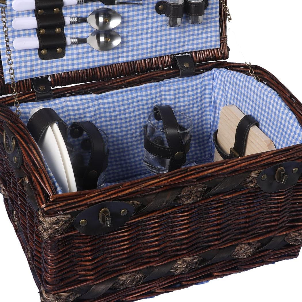 Picnic Basket Set 2 Person Willow Baskets Deluxe Outdoor Travel Camping Blanket Deals499