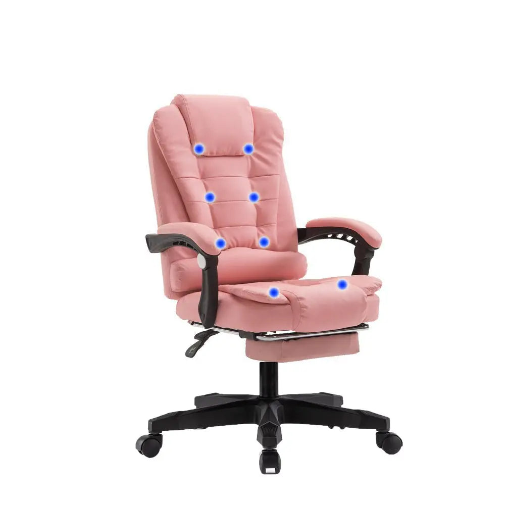8 Point Massage Chair Executive Office Computer Seat Footrest Recliner Pu Leather Pink Deals499