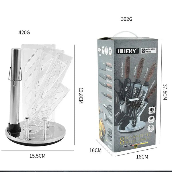 8 pieces Kitchen Knife Set Everich Chef Sharpener Knives Stainless Steel Nonstick Scissor Gift Deals499