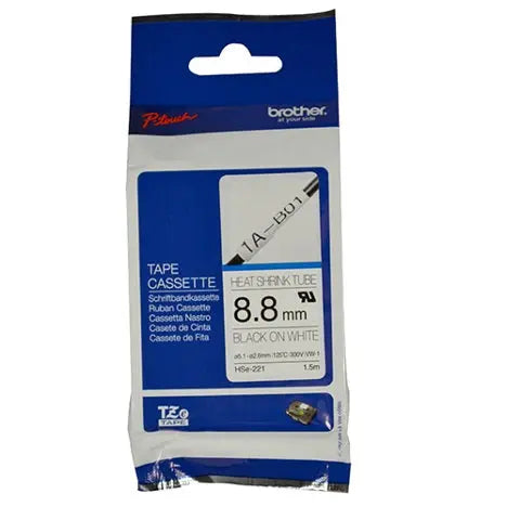 8.8MM BLACK ON WHITE HEAT SHRINK TUBE CATRIDGE (compatible with PT-E300VP/PT-E550WVP) BROTHER