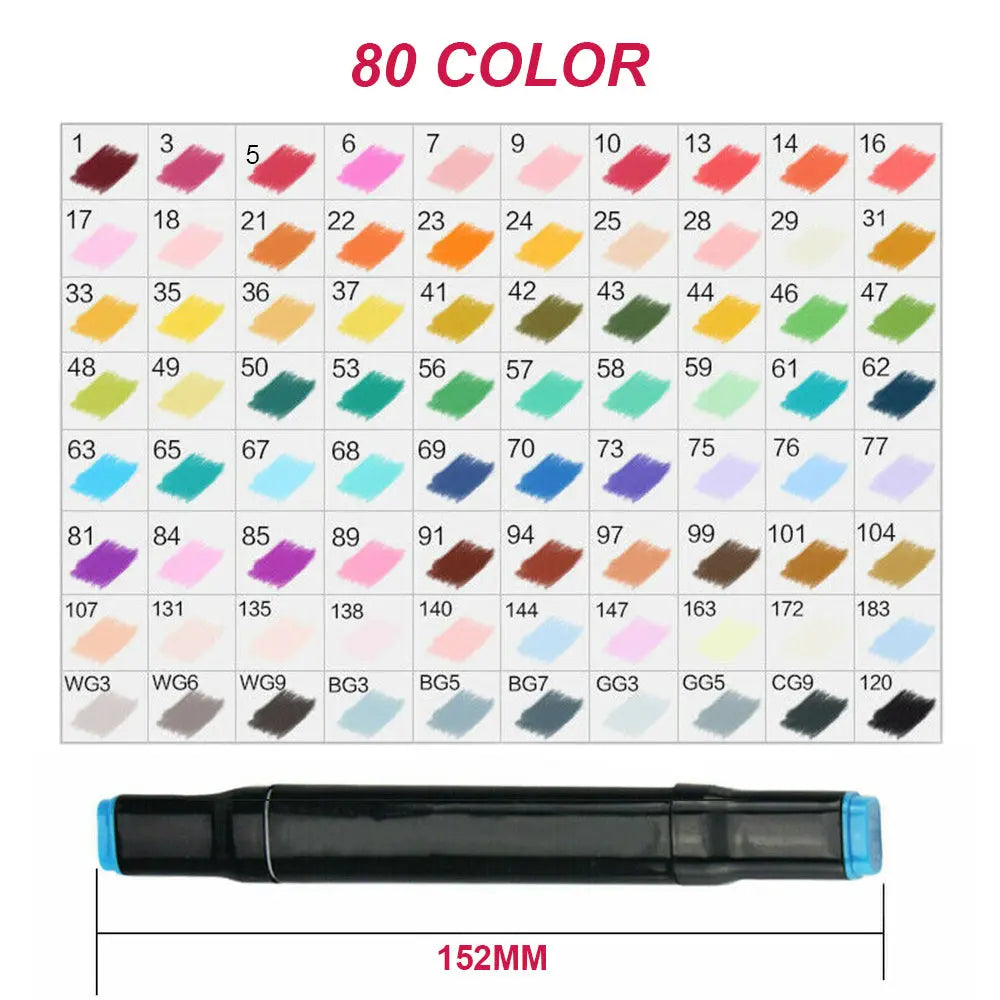 80 Colors Marker Pen Set Dual Headed Graphic Artist Sketch Copic Markers Deals499