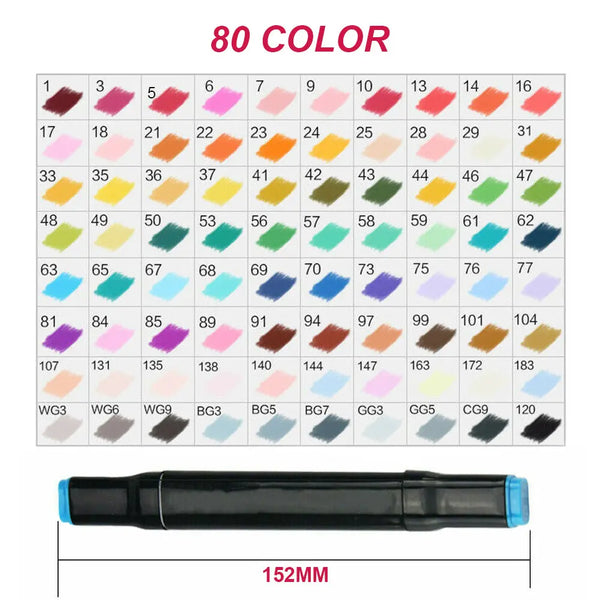 80 Colors Marker Pen Set Dual Headed Graphic Artist Sketch Copic Markers Deals499