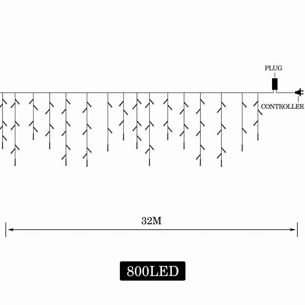 800 LED Curtain Fairy String Lights Wedding Outdoor Xmas Party Lights Multicolor Deals499