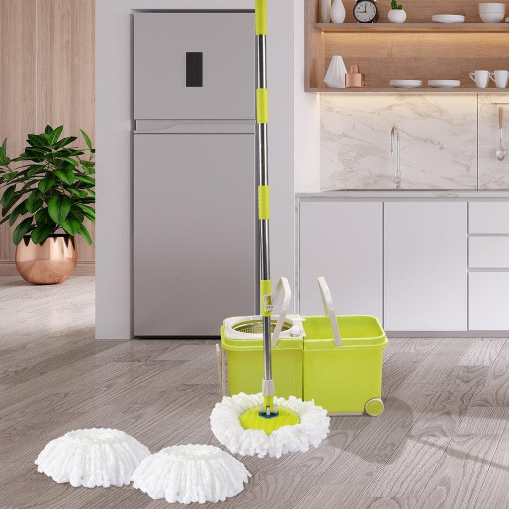 Spin Mop Bucket Set 360° Spinning Stainless Steel Rotating Wet Dry Wheels AU Deals499