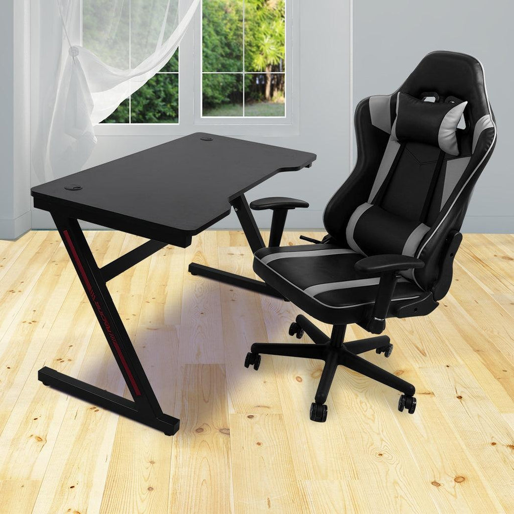 Gaming Chair Desk Computer Gear Set Racing Desk Office Laptop Chair Study Home Z shaped Desk Silver Chair Deals499