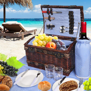 Picnic Basket Set 2 Person Willow Baskets Deluxe Outdoor Travel Camping Blanket Deals499