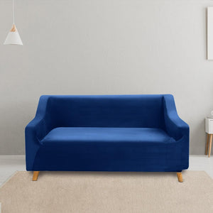 Sofa Cover Couch High Stretch Super Soft Plush Protector Slipcover 2 Seater Navy Deals499