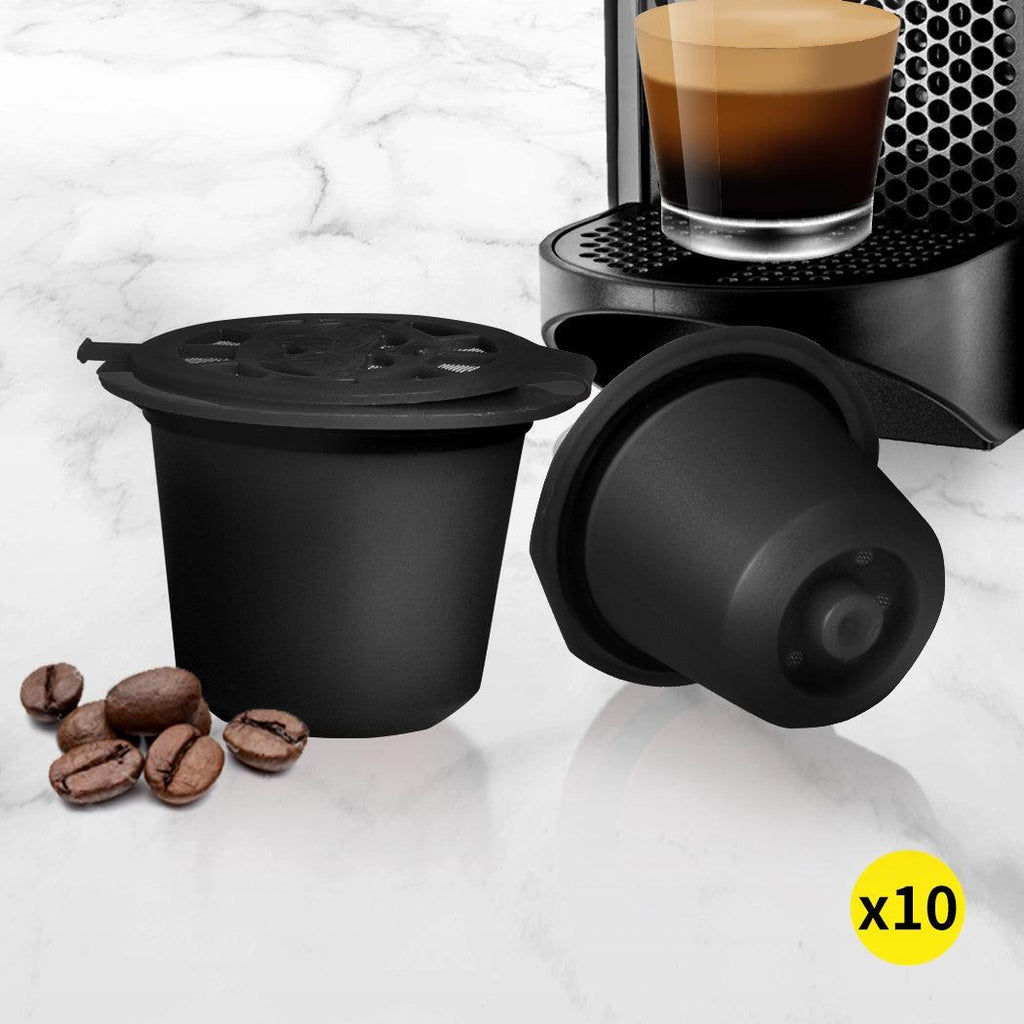 10x Refillable Reusable Coffee Filter Capsules Pods Pod for Nespresso Machine Black Deals499