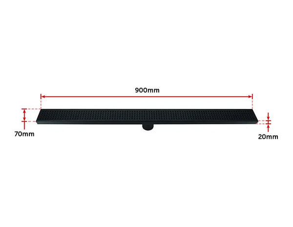 900mm Bathroom Shower Black Grate Drain w/Centre outlet Floor Waste Square Pattern Deals499
