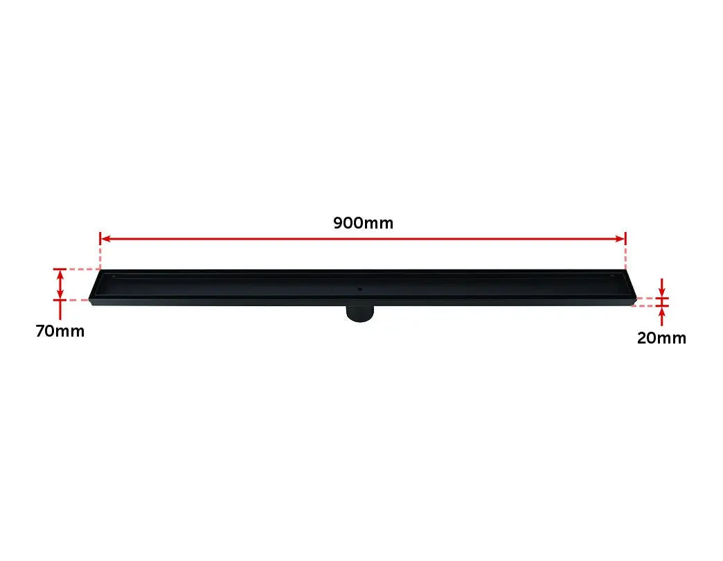 900mm Tile Insert Bathroom Shower Black Grate Drain w/Centre outlet Floor Waste Deals499