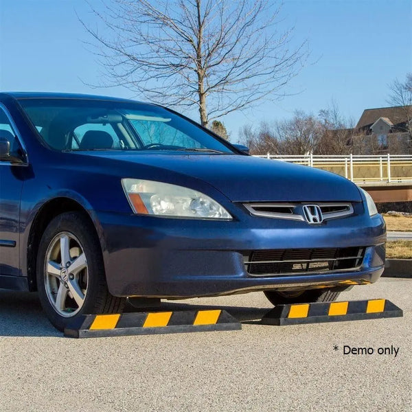 90cm Heavy Duty Rubber Curb Parking Guide Wheel Driveway Stopper Reflective Yellow Deals499