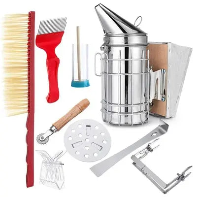 9Pcs Beekeeping Bee Hive Starter Kit for Professional and Beginner Beekeeper's WITH Large Smoker Deals499