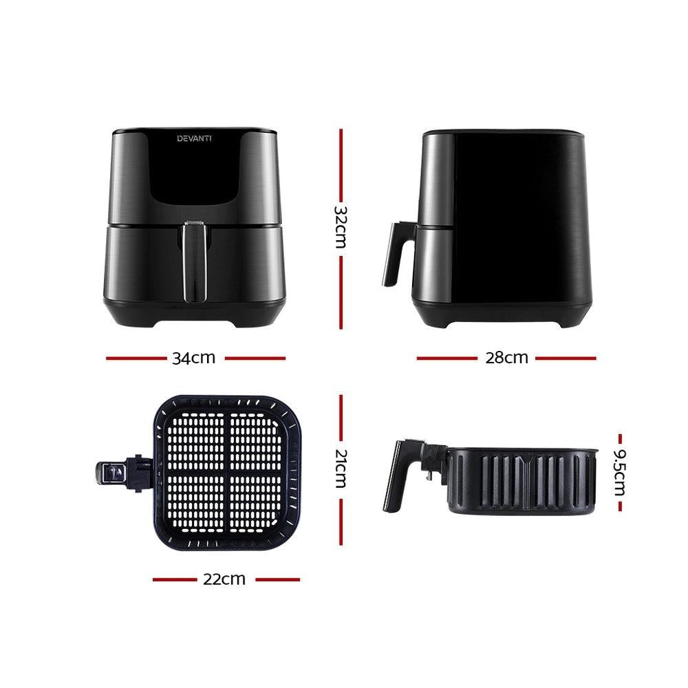 Devanti Air Fryer 7L LCD Fryers Oven Airfryer Kitchen Healthy Cooker Stainless Steel Deals499