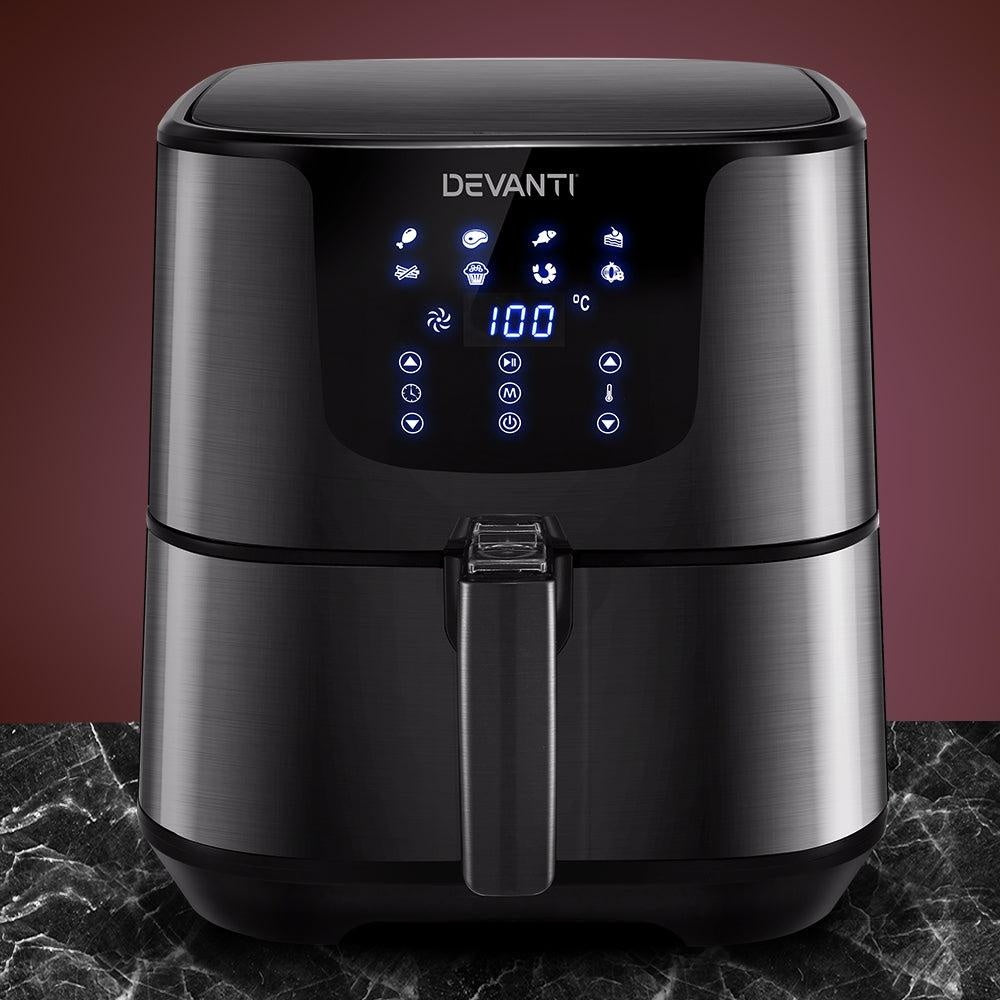 Devanti Air Fryer 7L LCD Fryers Oven Airfryer Kitchen Healthy Cooker Stainless Steel Deals499